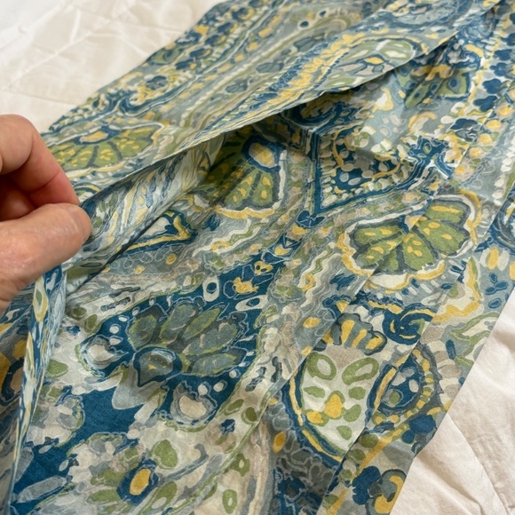 Pottery Barn Rosalie Queen Duvet & 2 Euro Shams Paisley Aqua Blue Yellow Green - Picture 6 of 13